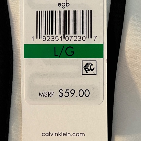 Calvin Klein Basic Career White Black Trim Sleeveless Blouse L - Picture 10 of 13